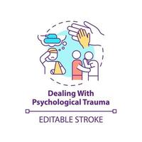 Dealing with psychological trauma concept icon. Rebuilding nation from war abstract idea thin line illustration. Isolated outline drawing. Editable stroke. vector