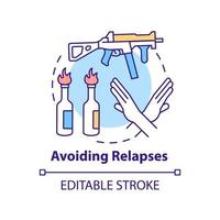 Avoiding relapses concept icon. Post conflict stabilization abstract idea thin line illustration. Ban on weapons. Isolated outline drawing. Editable stroke. vector