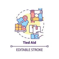 Tied aid concept icon. Type of international aid abstract idea thin line illustration. Providing support. Grants and loans. Isolated outline drawing. Editable stroke. vector