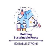 Building sustainable peace concept icon. Post conflict recovery abstract idea thin line illustration. Violence prevention. Isolated outline drawing. Editable stroke. vector