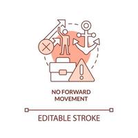 No forward movement red concept icon. Stagnation. Sign of toxic workplace abstract idea thin line illustration. Isolated outline drawing. Editable stroke. vector