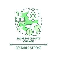 Tackling climate change green concept icon. Ecological initiatives. Space technology abstract idea thin line illustration. Isolated outline drawing. Editable stroke. vector