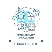 Space activity management turquoise concept icon. Spacetech trend abstract idea thin line illustration. Isolated outline drawing. Editable stroke. vector