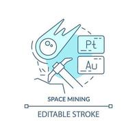 Space mining turquoise concept icon. Mineral resources exploration. Spacetech trend abstract idea thin line illustration. Isolated outline drawing. Editable stroke. vector