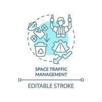 Space traffic management turquoise concept icon. Debris retrieval. Spacetech trend abstract idea thin line illustration. Isolated outline drawing. Editable stroke. vector