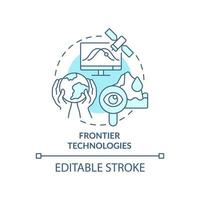 Frontier technology turquoise concept icon. Space exploration and climate change abstract idea thin line illustration. Isolated outline drawing. Editable stroke. vector