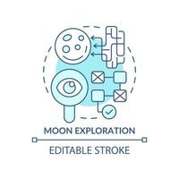 Moon exploration turquoise concept icon. Earth satellite studying. Space technology abstract idea thin line illustration. Isolated outline drawing. Editable stroke. vector