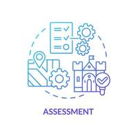 Assessment blue gradient concept icon. Evaluating artefacts. Heritage conservation process abstract idea thin line illustration. Isolated outline drawing. vector