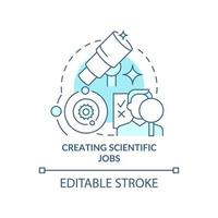 Creating scientific jobs turquoise concept icon. Space exploration benefit abstract idea thin line illustration. Isolated outline drawing. Editable stroke. vector