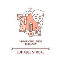 Under challenge burnout red concept icon. Feel underappreciated. Type of burnout abstract idea thin line illustration. Isolated outline drawing. Editable stroke. vector