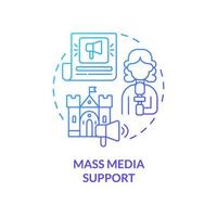 Mass media support blue gradient concept icon. Awareness of heritage value. Developmental activity abstract idea thin line illustration. Isolated outline drawing. vector