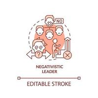 Negativistic leader red concept icon. Unable to say no. Type of toxic leader abstract idea thin line illustration. Isolated outline drawing. Editable stroke. vector