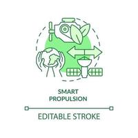 Smart propulsion green concept icon. Sustainability principles. Spacetech trend abstract idea thin line illustration. Isolated outline drawing. Editable stroke. vector