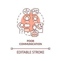 Poor communication red concept icon. Coworkers miscommunication. Toxic workplace abstract idea thin line illustration. Isolated outline drawing. Editable stroke. vector