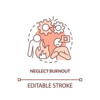 Neglect burnout red concept icon. Feeling incompetent. Type of burnout abstract idea thin line illustration. Isolated outline drawing. Editable stroke. vector