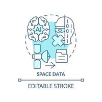 Space data turquoise concept icon. Information database management. Spacetech trend abstract idea thin line illustration. Isolated outline drawing. Editable stroke. vector