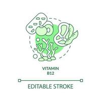 Cobalamin green concept icon. Plant based meat. Vitamin B. Source of nutrients abstract idea thin line illustration. Isolated outline drawing. Editable stroke. vector