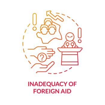 Inadequacy of foreign aid red gradient concept icon. Lack of international cooperation problem abstract idea thin line illustration. Isolated outline drawing vector