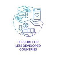 WebSupport for less developed countries blue gradient concept icon. International fight against covid abstract idea thin line illustration. Isolated outline drawing vector