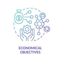 Economic objectives blue gradient concept icon. Business and commerce. International cooperation processes abstract idea thin line illustration. Isolated outline drawing vector