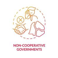 Non cooperative governments red gradient concept icon. Lack of international collaboration problem abstract idea thin line illustration. Isolated outline drawing vector