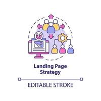 Landing page strategy concept icon. Digital marketing tools abstract idea thin line illustration. Isolated outline drawing. Editable stroke vector
