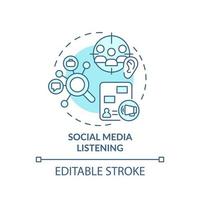 Social media listening turquoise concept icon. Identifying customer needs abstract idea thin line illustration. Isolated outline drawing. Editable stroke. vector