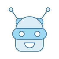 Chatbot color icon. Talkbot. Modern robot. Android laughing chat bot. Virtual assistant. Conversational agent. Isolated vector illustration