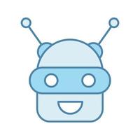 Chatbot color icon. Talkbot. Modern robot. Android laughing chat bot. Virtual assistant. Conversational agent. Isolated vector illustration