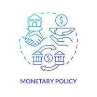 icono de concepto de gradiente azul de política monetaria. cooperación para la recuperación sostenible después de la idea abstracta covid ilustración de línea delgada. dibujo de contorno aislado vector