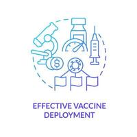 Effective vaccine deployment blue gradient concept icon. International cooperation against covid abstract idea thin line illustration. Isolated outline drawing vector