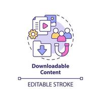 Downloadable content concept icon. Leads generating tool. Digital marketing abstract idea thin line illustration. Isolated outline drawing. Editable stroke vector