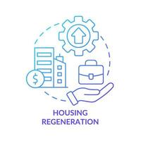 Housing regeneration blue gradient concept icon. Better living environment. Social planning example abstract idea thin line illustration. Isolated outline drawing. vector