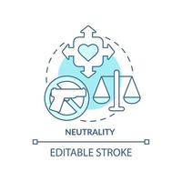 Neutrality turquoise concept icon. Foreign aid abstract idea thin line illustration. Approach without discrimination. Isolated outline drawing. Editable stroke. vector