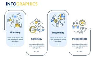 Plantilla de infografía de rectángulo de regulaciones de ayuda exterior. humanidad. visualización de datos con 4 pasos. gráfico de información de la línea de tiempo del proceso. diseño de flujo de trabajo con iconos de línea. vector