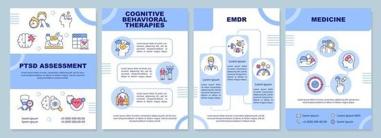 PTSD treatment word concepts blue banner. Mental trauma healing. Infographics with icons on color background. Isolated typography. Vector illustration with text.