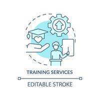 Training services turquoise concept icon. Governments may aid abstract idea thin line illustration. Education. Isolated outline drawing. Editable stroke. vector