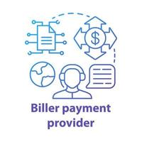 Biller payment provider concept icon. Billing idea thin line illustration. Invoice providing. E-payment for services. Vector isolated outline drawing. Financial customer service. Editable stroke