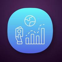 Immigration rate app icon. Business analysis, analytical research. Data representation. International migration. Bar graph. UIUX user interface. Web, mobile application. Vector isolated illustration