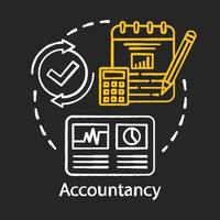 Accountancy chalk concept icon. Budgeting and finance planning. Keeping financial records. Performing audits. Bookkeeping idea. Vector isolated chalkboard illustration