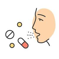 Drug allergies color icon. Allergic reaction to medicine. Hypersensitivity of immune system. Allergy medications. Allergen influence. Medical problem. Isolated vector illustration