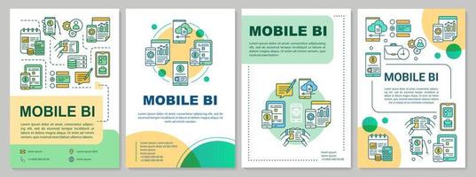 Mobile BI brochure template. Business Intelligence. Flyer, booklet, leaflet print, cover design, linear illustrations. Vector page layouts for magazines, annual reports, advertising posters