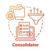 Consolidator concept icon. Billing idea thin line illustration. E-commerce. Financial service. Combining orders. Debt consolidation. Vector isolated outline drawing. Editable stroke