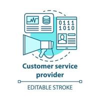 Customer service provider concept icon. Billing idea thin line illustration. Clients assistance. Technical support, hotline and communication. Vector isolated outline drawing. Editable stroke