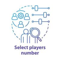 Select players number blue gradient concept icon. Teamwork idea thin line illustration. Choosing and adjusting team. Picking up players quantity. Vector isolated outline drawing