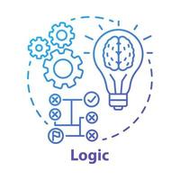 Logic blue gradient concept icon. Thinking process thin line illustration. Rational solutions, ideas. Situation analysis. Strategy, algorithm. Solving problems. Vector isolated outline drawing