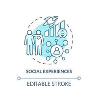 Social experiences turquoise concept icon. Customer behavior trend abstract idea thin line illustration. Isolated outline drawing. Editable stroke. vector