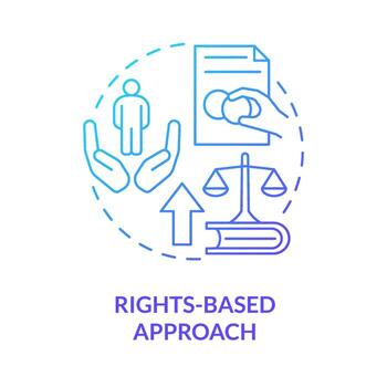 Rights based approach blue gradient concept icon. Global development. International cooperation abstract idea thin line illustration. Isolated outline drawing. vector