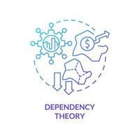 icono de concepto de gradiente azul de la teoría de la dependencia. relación entre países pobres y ricos idea abstracta ilustración de línea delgada. dibujo de contorno aislado. vector