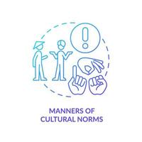 Manners of cultural norms blue gradient concept icon. Traditions and language. Etiquette category abstract idea thin line illustration. Isolated outline drawing. vector